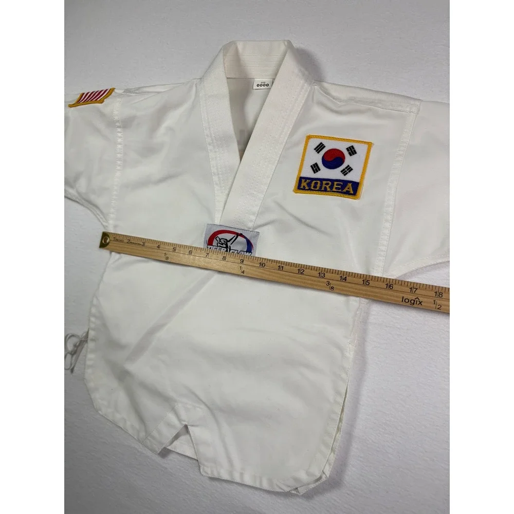 Tiger Claw Kids White Taekwondo Martial Arts Dobok Top Korea USA Patch Size 0000